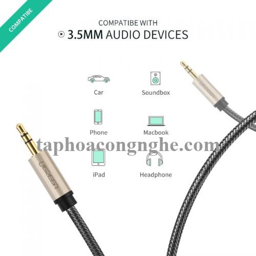 Ugreen 10605 3M màu Xám Cáp âm thanh 2 đầu 3.5mm dương cao cấp AV125 30010605